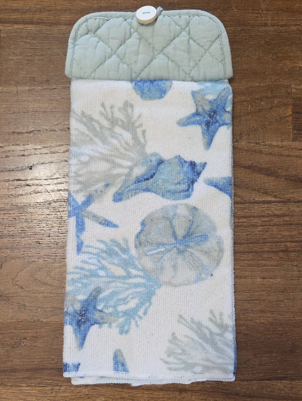 Handmade Blue Shell & Starfish Hanging Kitchen Towel